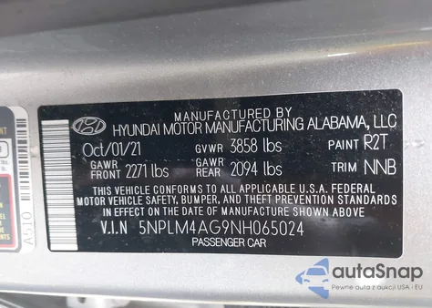 2022 Hyundai Elantra Sel из США, поврежденный, VIN 5NPLM4AG9NH065024